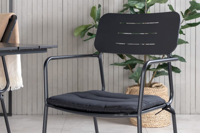 Denver Spisegruppe 120cm + 4 Nicke Spisestoler - Svart - Hagemøbler - Hagegruppe - Spisegrupper hage