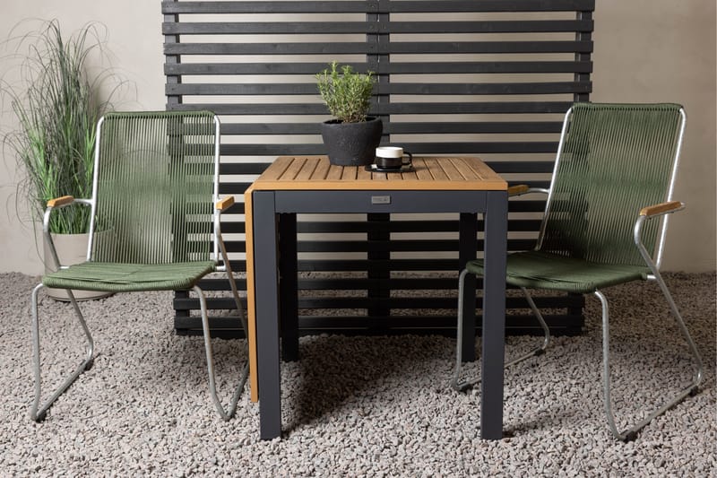 Diego Spisegruppe 70 cm + 2 Bois Karmstoler - Grønn/Brun - Hagemøbler - Hagegruppe - Spisegrupper hage