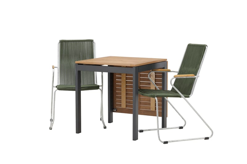 Diego Spisegruppe 70 cm + 2 Bois Karmstoler - Grønn/Brun - Hagemøbler - Hagegruppe - Spisegrupper hage