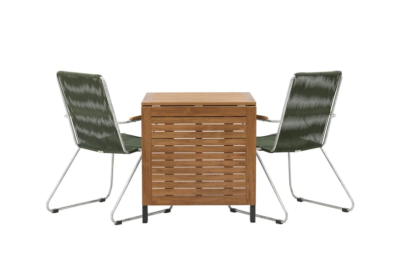 Diego Spisegruppe 70 cm + 2 Bois Karmstoler - Grønn/Brun - Hagemøbler - Hagegruppe - Spisegrupper hage