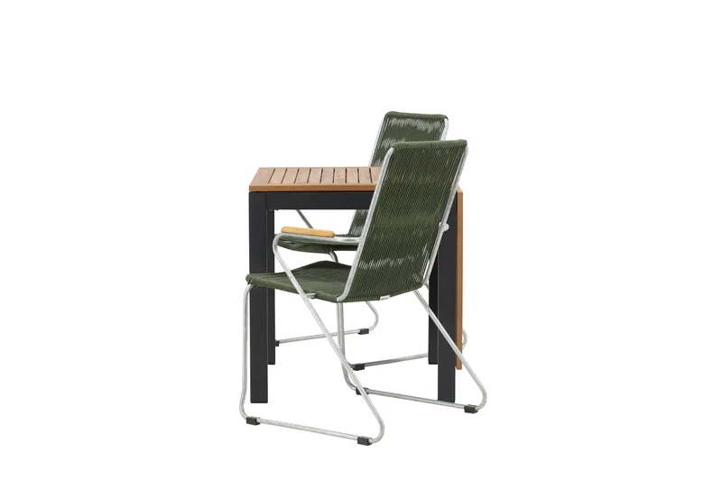 Diego Spisegruppe 70 cm + 2 Bois Karmstoler - Grønn/Brun - Hagemøbler - Hagegruppe - Spisegrupper hage