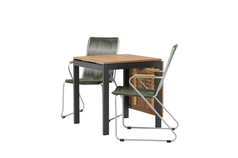 Diego Spisegruppe 70 cm + 2 Bois Karmstoler - Grønn/Brun - Hagemøbler - Hagegruppe - Spisegrupper hage