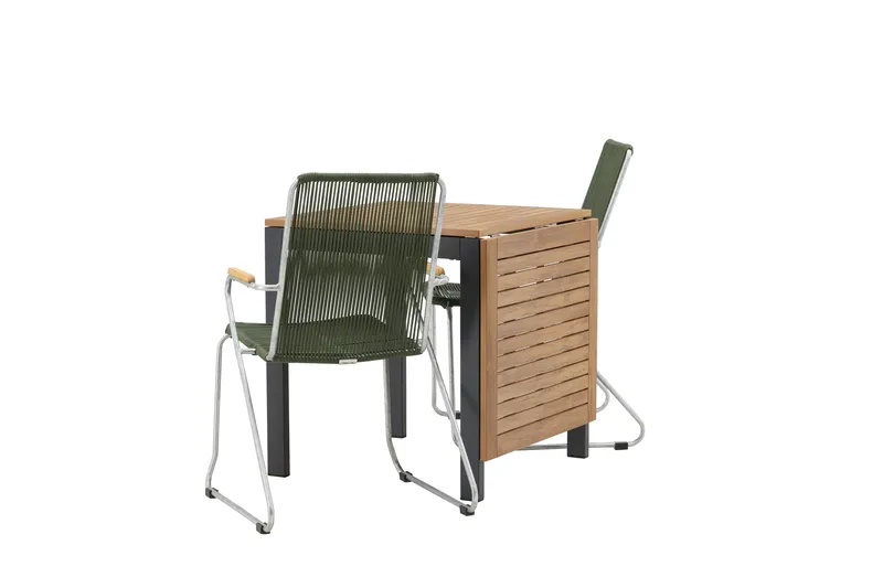 Diego Spisegruppe 70 cm + 2 Bois Karmstoler - Grønn/Brun - Hagemøbler - Hagegruppe - Spisegrupper hage