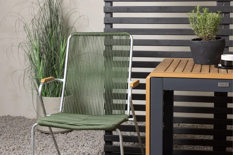 Diego Spisegruppe 70 cm + 2 Bois Karmstoler - Grønn/Brun - Hagemøbler - Hagegruppe - Spisegrupper hage