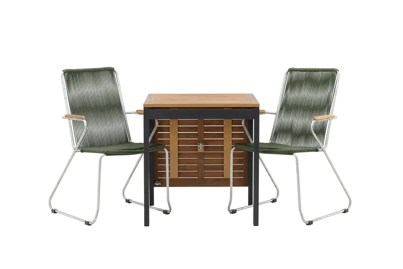 Diego Spisegruppe 70 cm + 2 Bois Karmstoler, Grønn/Brun