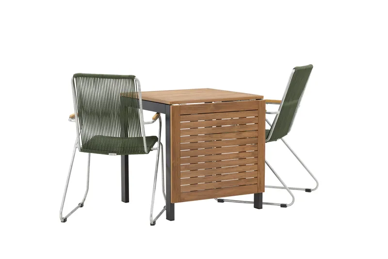 Diego Spisegruppe 70 cm + 2 Bois Karmstoler - Grønn/Brun - Hagemøbler - Hagegruppe - Spisegrupper hage