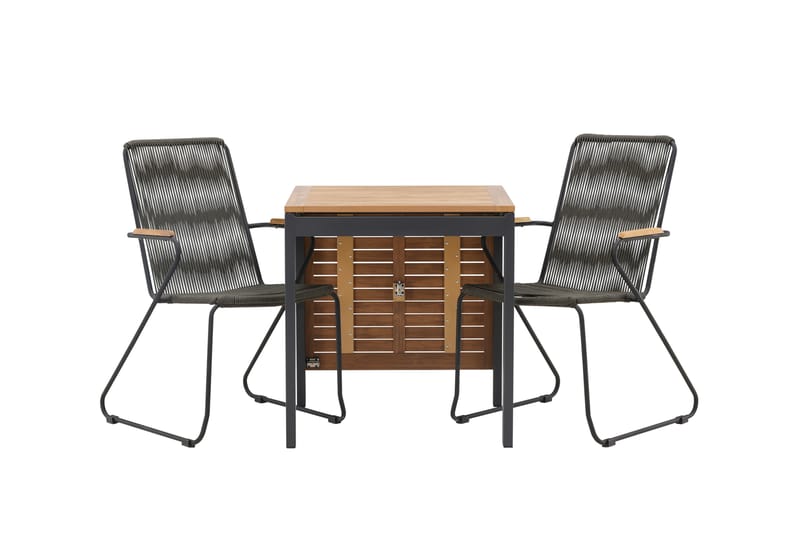 Diego Spisegruppe 70 cm + 2 Bois Karmstoler, Svart/Brun