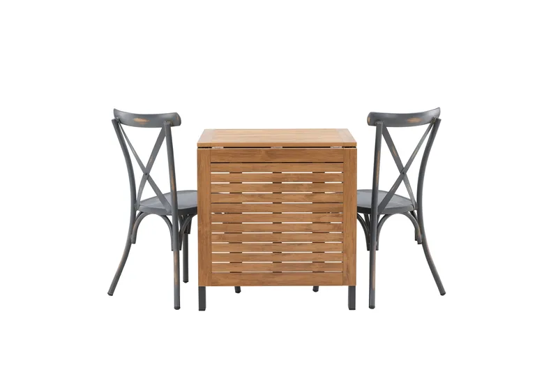 Diego Spisegruppe 70 cm + 2 Tablas Spisestoler - Brun/Mørkegrå - Hagemøbler - Hagegruppe - Spisegrupper hage