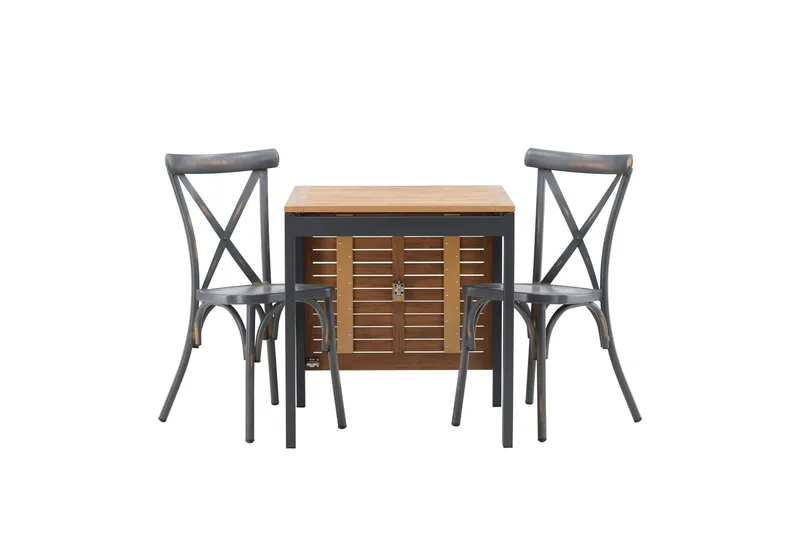 Diego Spisegruppe 70 cm + 2 Tablas Spisestoler, Brun/Mørkegrå