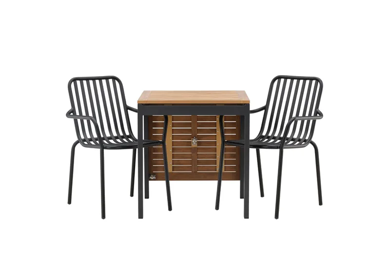 Diego Spisegruppe 70 cm + 2 Peking Karmstoler, Svart/Brun