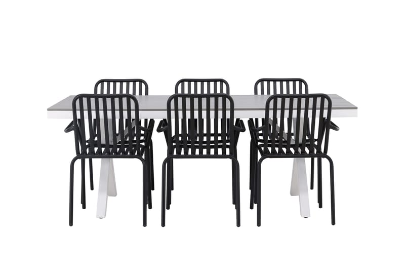 Garcia Spisegruppe 200 cm + 6 Peking Karmstoler - Svart/Grå - Hagemøbler - Hagegruppe - Spisegrupper hage