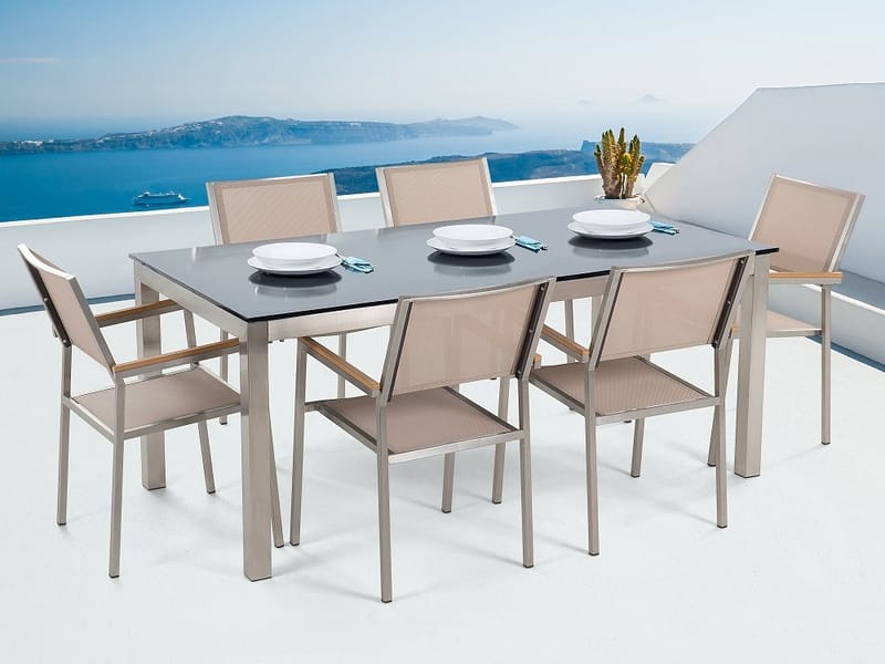 Grosseto Hagegruppe Med Bord + 6 Stoler - Beige - Hagemøbler - Hagegruppe - Spisegrupper hage