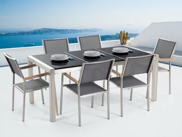 Grosseto Hagegruppe Med Bord + 6 Stoler - Svart - Hagemøbler - Hagegruppe - Spisegrupper hage
