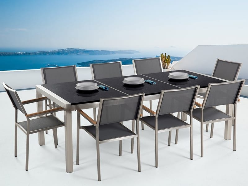 Grosseto Hagegruppe Med Bord + 8 Stoler - Svart - Hagemøbler - Hagegruppe - Spisegrupper hage