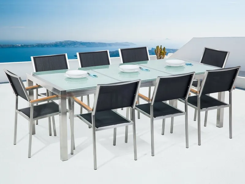 Grosseto Hagegruppe Med Bord + 8 Stoler - Svart - Hagemøbler - Hagegruppe - Spisegrupper hage