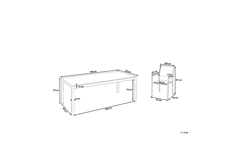 Grosseto Hagemøbel 1 Bord + 6 Stoler - Svart - Hagemøbler - Hagegruppe - Spisegrupper hage
