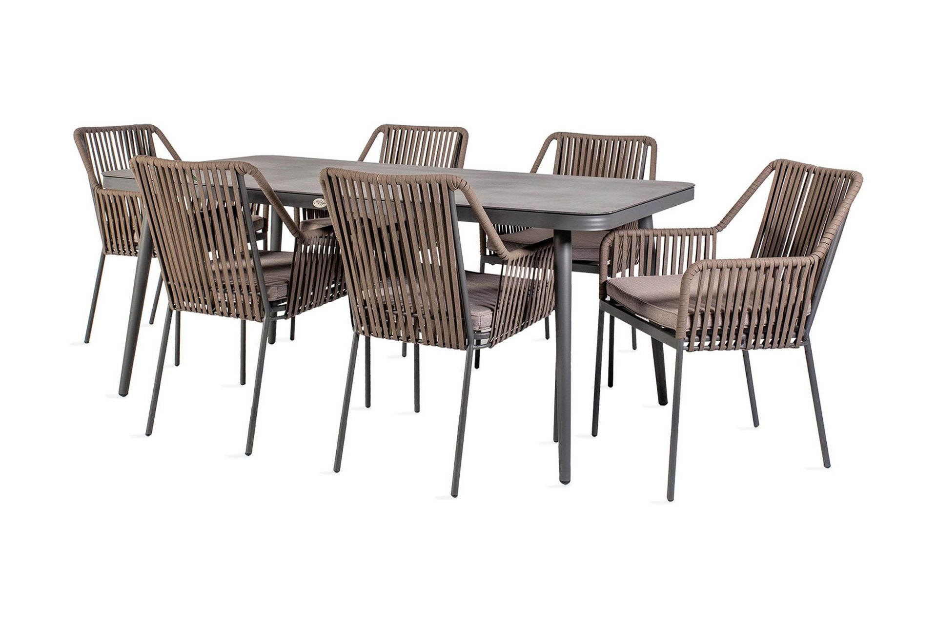 Hagegruppe ANDROS bord og 6 stoler 180x90xH75cm -