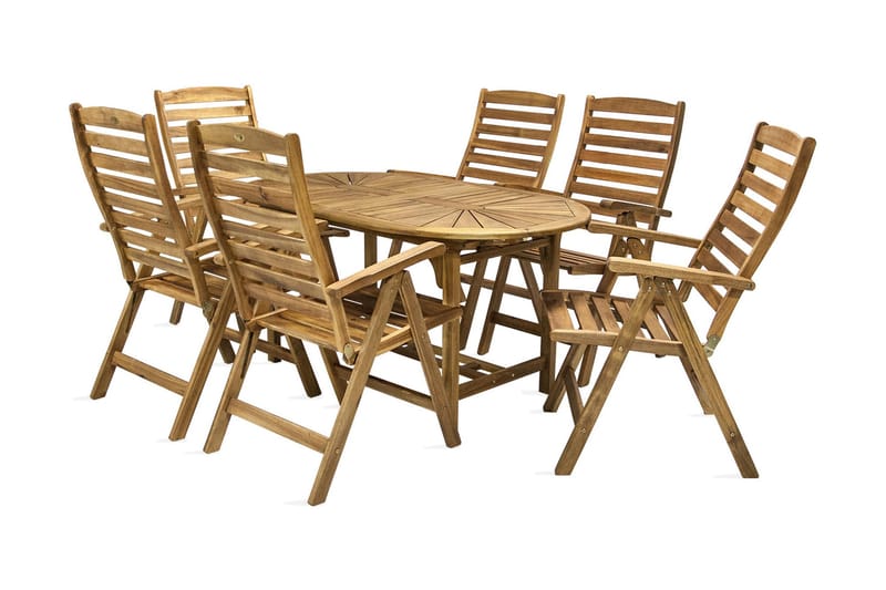 Hagegruppe FINLAY bord og 6 stoler - Spisegrupper hage