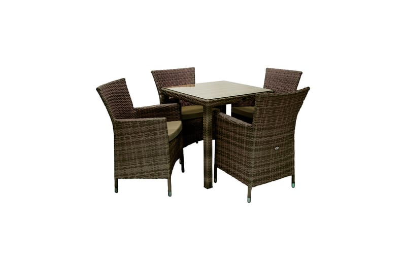Hagegruppe WICKER bord og 4 stoler 73x73xH71 brun - Hagemøbler - Hagegruppe - Spisegrupper hage