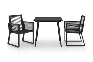 Hagemøbelsett 3 deler PVC-rotting svart - Svart - Hagemøbler - Hagegruppe - Spisegrupper hage