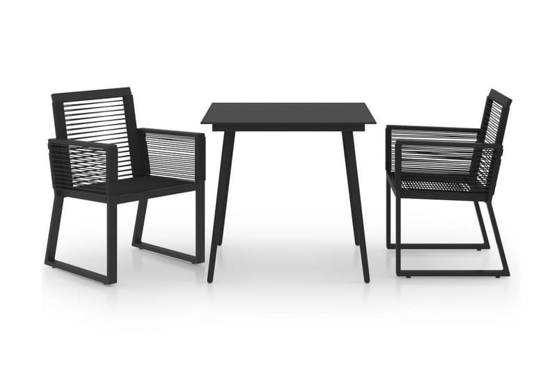 Hagemøbelsett 3 deler PVC-rotting svart - Svart - Hagemøbler - Hagegruppe - Spisegrupper hage