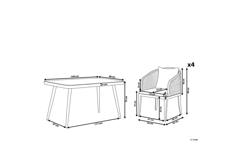 Hagemøbelsett aluminium grå LIPARI - Grå - Hagemøbler - Hagegruppe - Spisegrupper hage