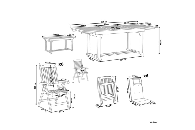 Hagemøbelsett av bord og 6 stk Stoler JAVA - Tre/natur - Hagemøbler - Hagegruppe - Spisegrupper hage
