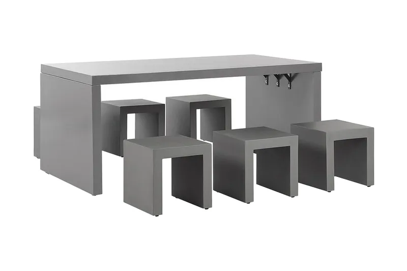 Hagemøbelsett av bord og 6 Stoler TARANTO, Grå