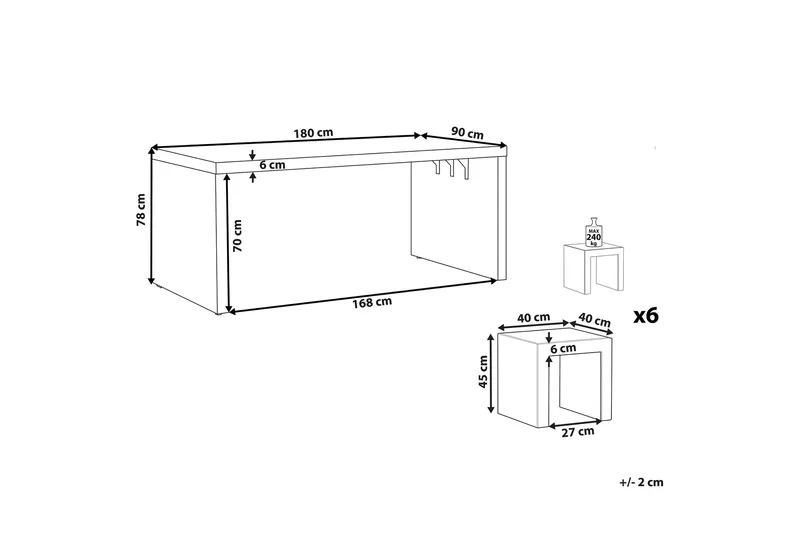 Hagemøbelsett av bord og 6 Stoler TARANTO - Grå - Hagemøbler - Hagegruppe - Spisegrupper hage