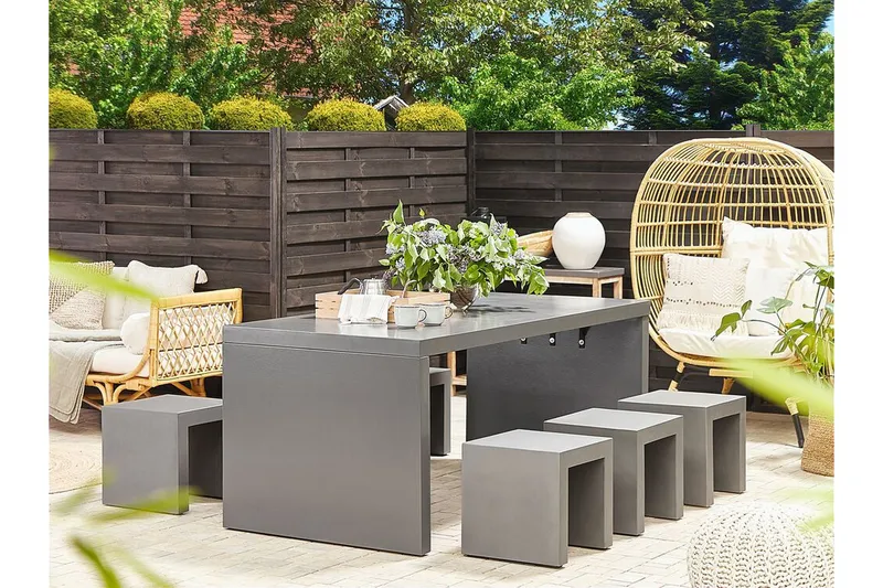 Hagemøbelsett av bord og 6 Stoler TARANTO - Grå - Hagemøbler - Hagegruppe - Spisegrupper hage