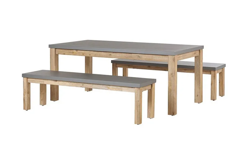 Hagemøbelsett med bord og 2 benker grå OSTUNI, Grå