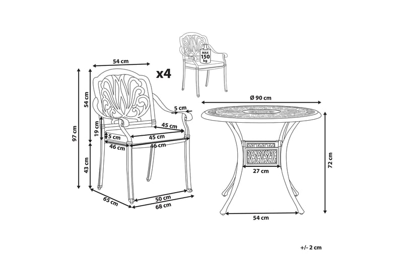 Hagemøbelsett med bord og 4 stoler Hvit ANCONA - Hvit - Hagemøbler - Hagegruppe - Spisegrupper hage