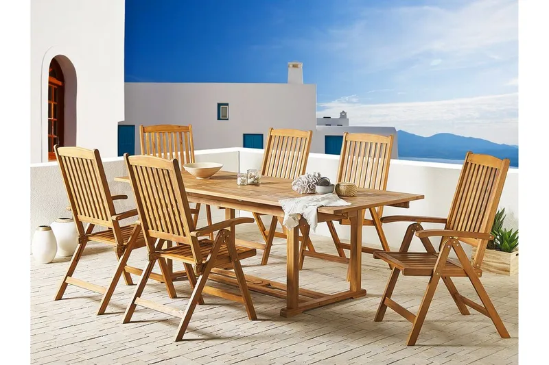 Hagemøbler sett med bord og 6 stoler JAVA - Tre / Natur - Hagemøbler - Hagegruppe - Spisegrupper hage