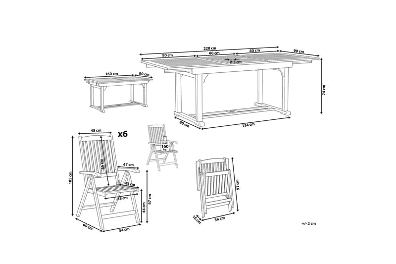 Hagemøbler sett med bord og 6 stoler JAVA - Tre / Natur - Hagemøbler - Hagegruppe - Spisegrupper hage