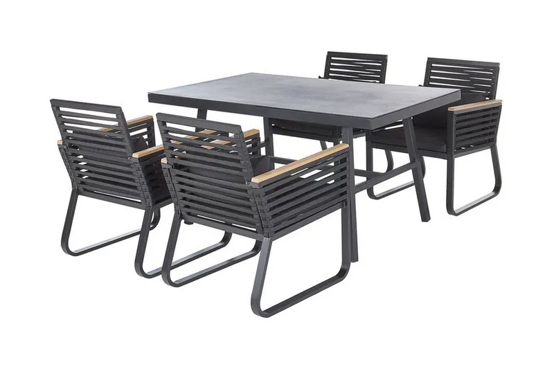Hagesett med bord og 4 stoler CANETTO, Svart
