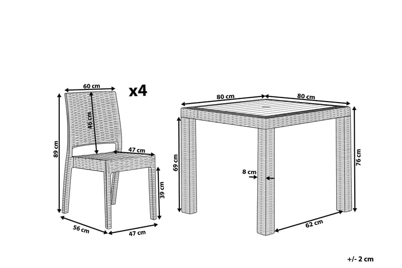 Hagesett med bord og 4 stoler FOSSANO - Hvit - Hagemøbler - Hagegruppe - Spisegrupper hage