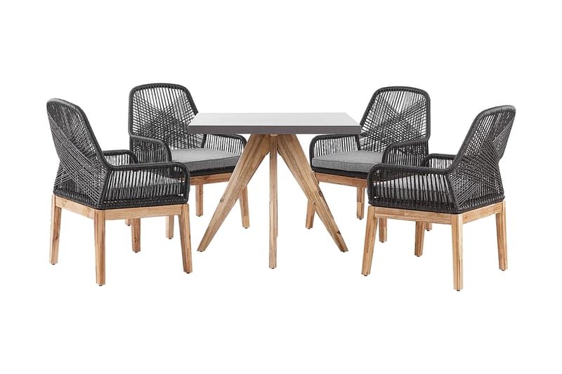 Hagesett med bord og 4 stoler svart/grå OLBIA - Grå - Spisegrupper hage
