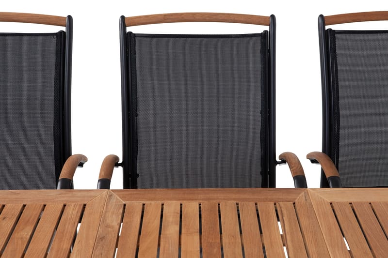 Hillerstorp Nydala spisegruppe 96x150–200 + 6 karmstoler - Teak/svart - Hagemøbler - Hagegruppe - Spisegrupper hage