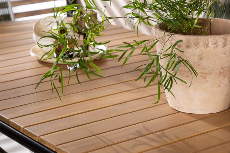 Holmbeck Spisegruppe 200 cm + 6 Bois Karmstoler - Grønn/Brun - Hagemøbler - Hagegruppe - Spisegrupper hage