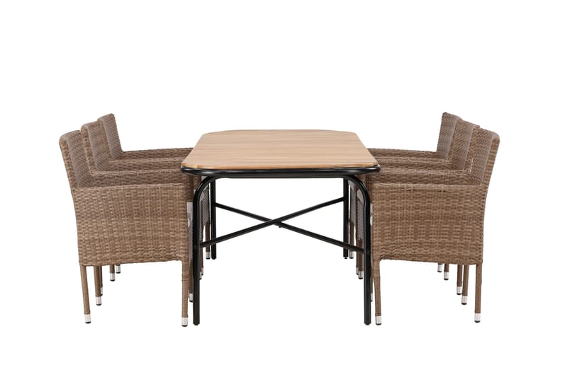 Holmbeck Spisegruppe 200 cm + 6 Malina Karmstoler - Brun - Hagemøbler - Hagegruppe - Spisegrupper hage