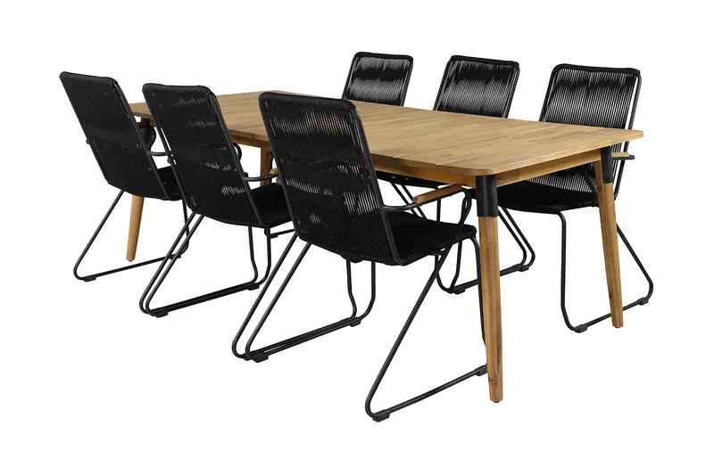 Julian Spisegruppe 210cm + 6 Bois Karmstoler - Svart/Grå - Hagemøbler - Hagegruppe - Spisegrupper hage
