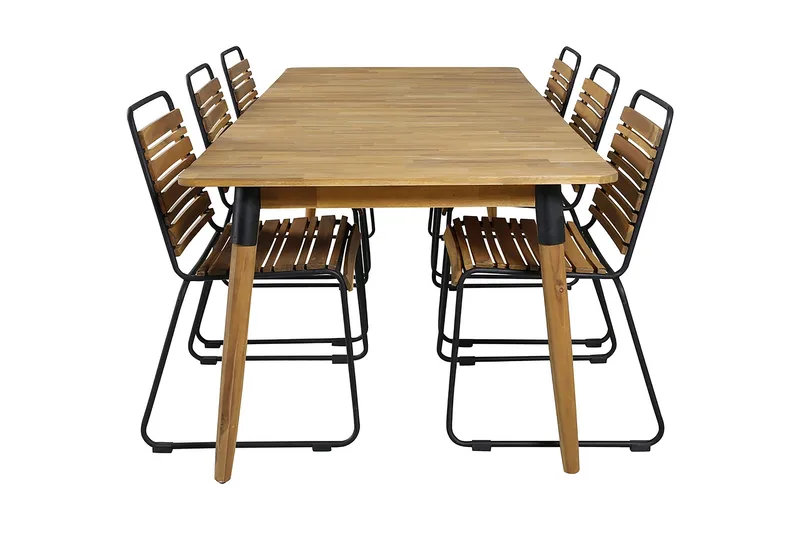 Julian Spisegruppe 210cm + 6 Bois Spisestoler, Svart/Grå