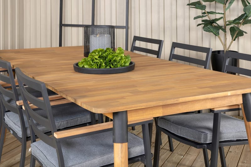 Julian Spisegruppe 210cm + 6 Brasilia Karmstoler - Svart/Grå - Hagemøbler - Hagegruppe - Spisegrupper hage