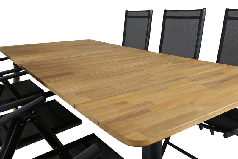 Julian Spisegruppe 210cm + 6 Break Posisjonsstoler - Svart - Hagemøbler - Hagegruppe - Spisegrupper hage