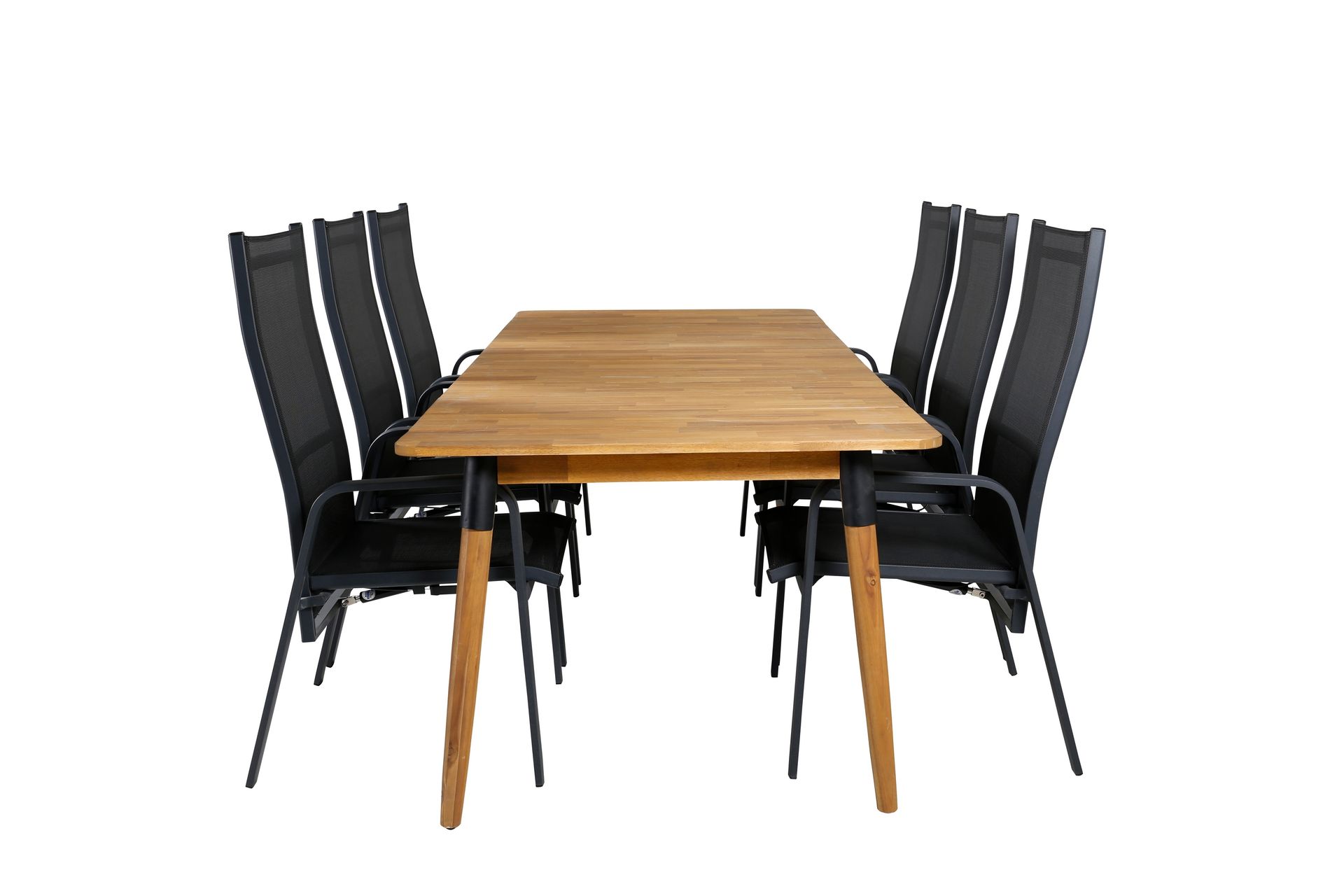 Julian Spisegruppe 210cm+6 Copacabana Reclinerstoler - Svart/Brun - Hagemøbler - Hagegruppe - Spisegrupper hage