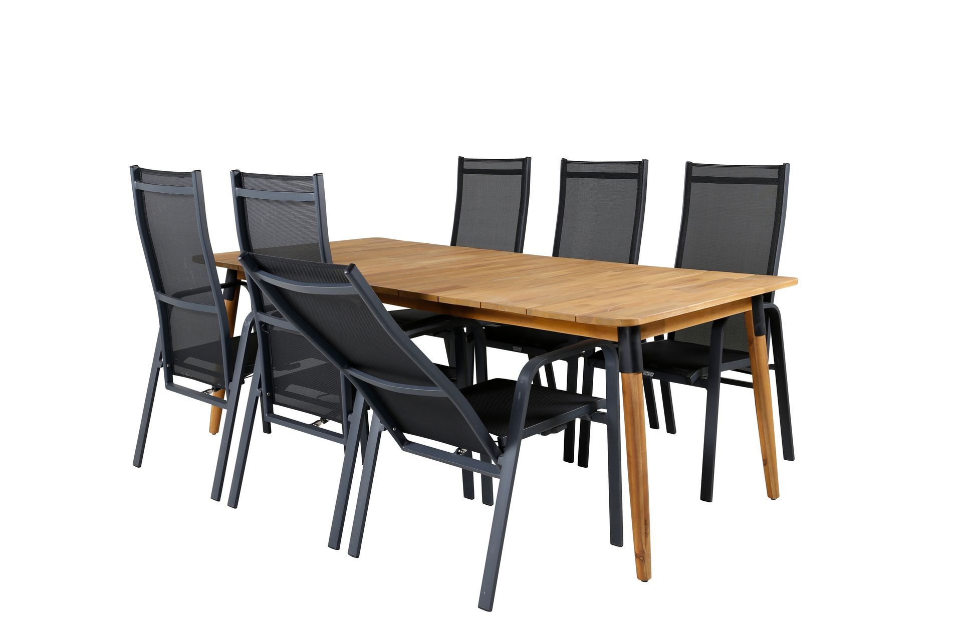 Julian Spisegruppe 210cm+6 Copacabana Reclinerstoler - Svart/Brun - Hagemøbler - Hagegruppe - Spisegrupper hage