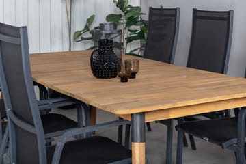 Julian Spisegruppe 210cm+6 Copacabana Reclinerstoler - Svart/Brun - Hagemøbler - Hagegruppe - Spisegrupper hage