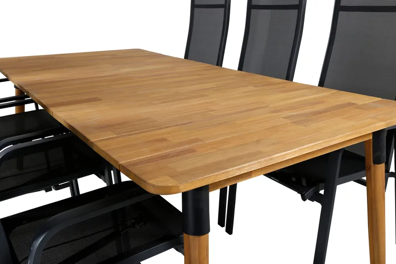 Julian Spisegruppe 210cm+6 Copacabana Reclinerstoler - Svart/Brun - Hagemøbler - Hagegruppe - Spisegrupper hage