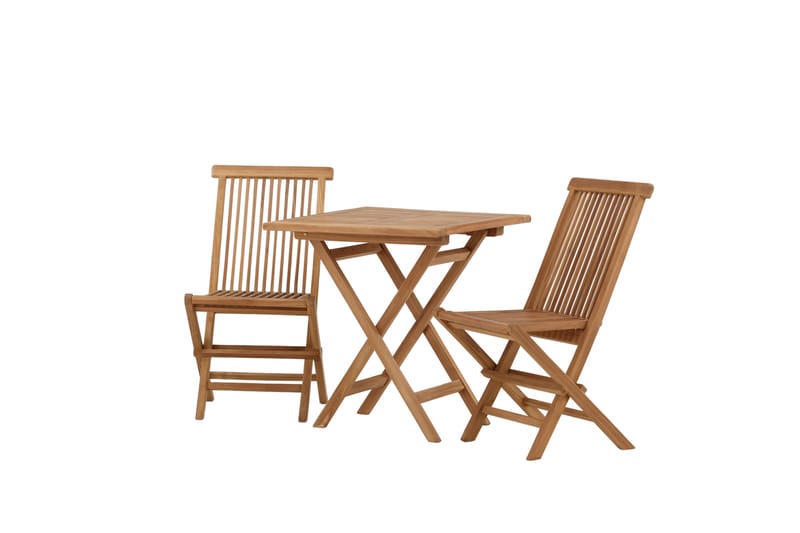 Kenya Spisegruppe 120 cm + 2 stk Sammenleggbare Stoler - Brun - Hagemøbler - Hagegruppe - Spisegrupper hage