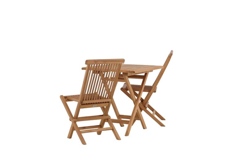 Kenya Spisegruppe 120 cm + 2 stk Sammenleggbare Stoler - Brun - Hagemøbler - Hagegruppe - Spisegrupper hage